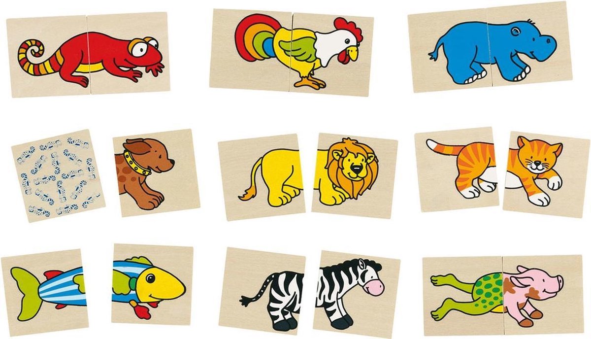 Memo van hout: GRAPPIGE DIEREN 5x5x0