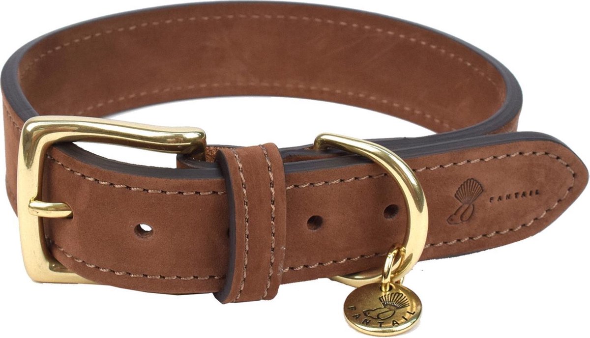 Fantail Halsband Nubu Donkerbruin - Hondenhalsband - 55 cm