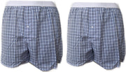 Embrator 2-stuks mannen Boxershort geruit wit/blauw/beige XL
