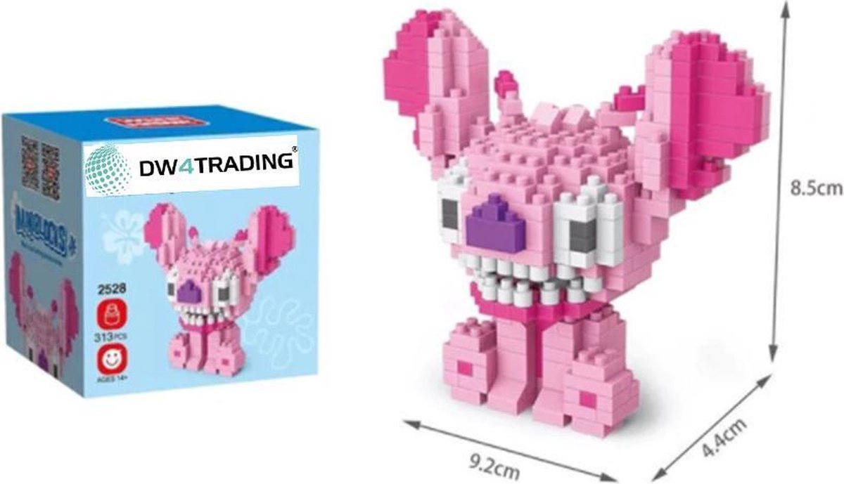 DW4Trading® Lilo & Stitch smile rose 313 stuks Lego miniblocks compatibel
