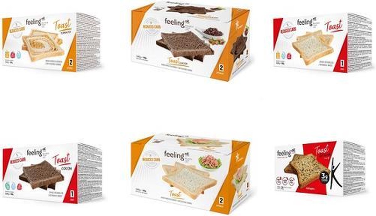 Feeling OK |  Mix Eiwitrijke Toast | Voordeelpakket | 6 x 160 gram | Koolhydraatarme Toast