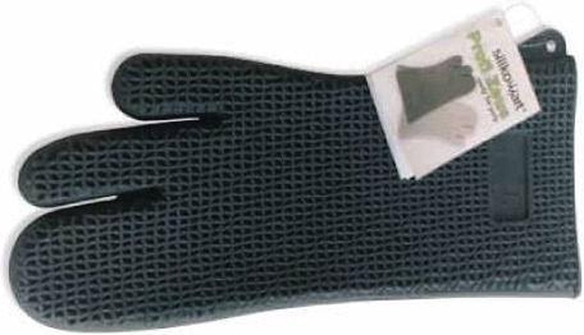 Silikomart - Zeus siliconen BBQ handschoen - zwart - one size extra lang
