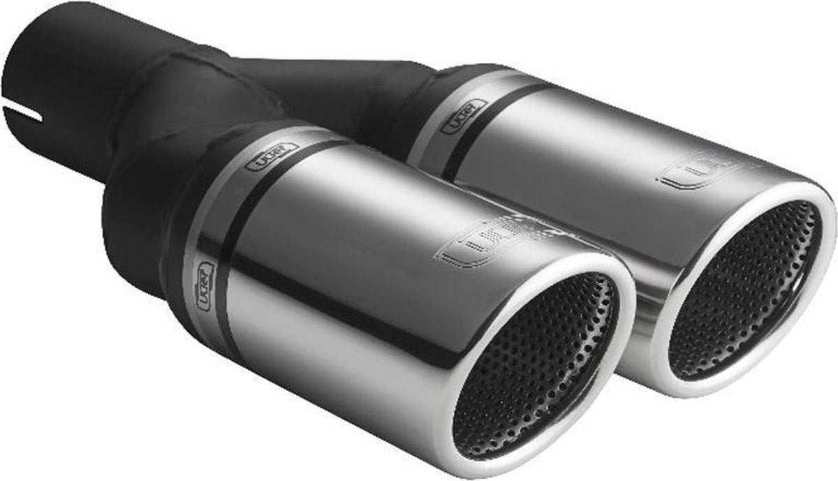 Ulter Sport Uitlaatsierstuk - Dubbel Rond Ø100mm RS - Lengte 225mm - Montage ->50mm - RVS
