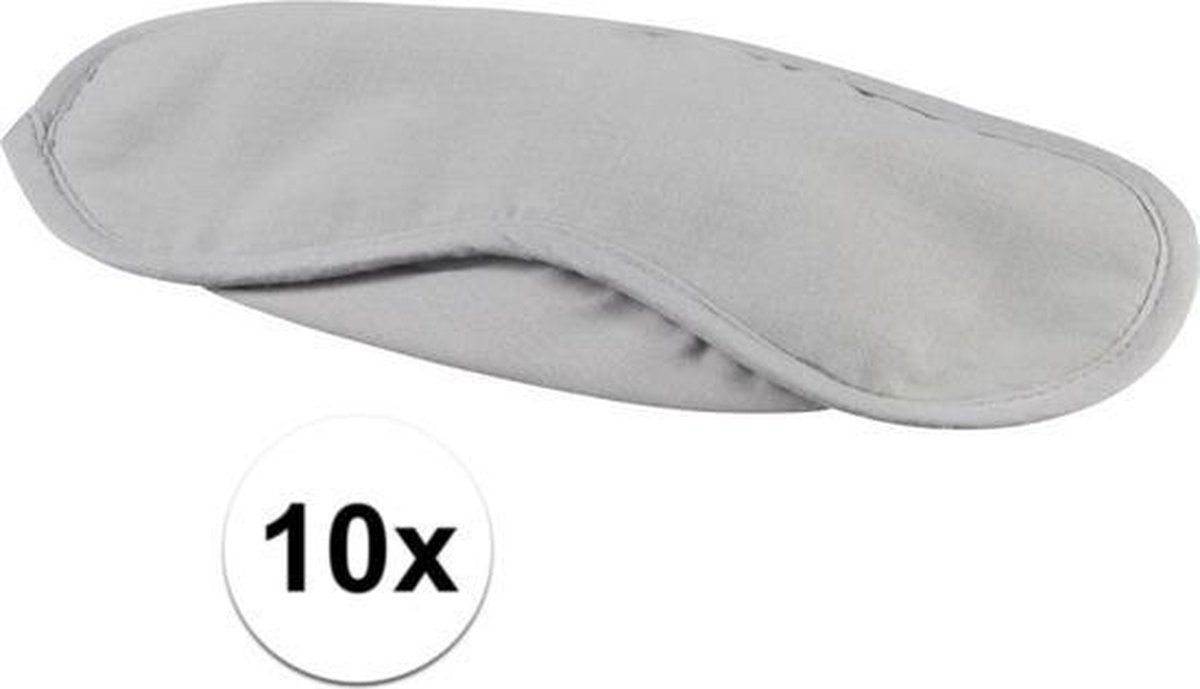 10x Grijze verduisterende oogmaskers met 2 banden - Slaapmaskers/Reismaskers - Handig voor op reis/vakantie