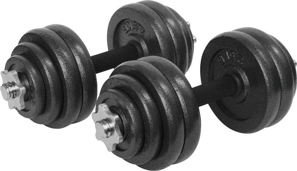 Verstelbare Dumbbell set 30 kg met koffer - Gietijzeren gewichten - 2x 15 kg