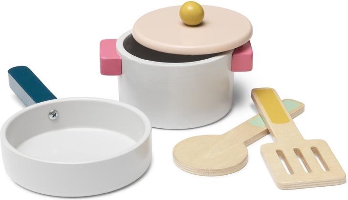 Houten speelgoed pannenset