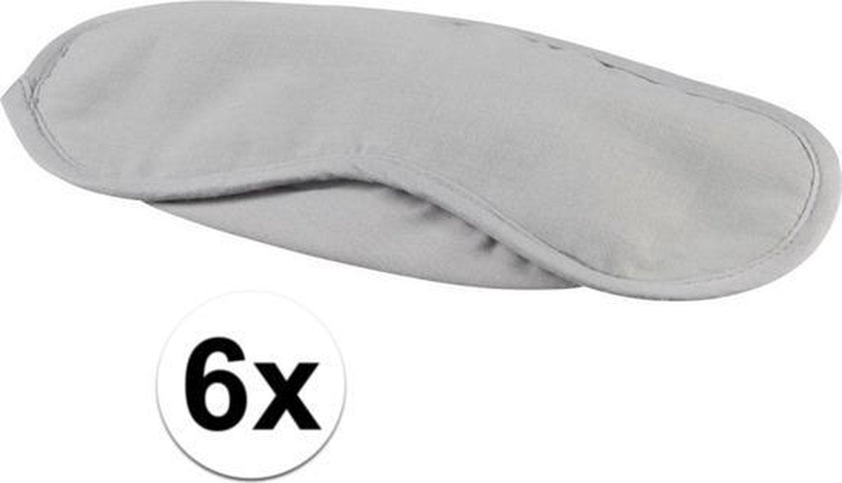 6x Grijze verduisterende oogmaskers met 2 banden - Slaapmaskers/Reismaskers - Handig voor op reis/vakantie