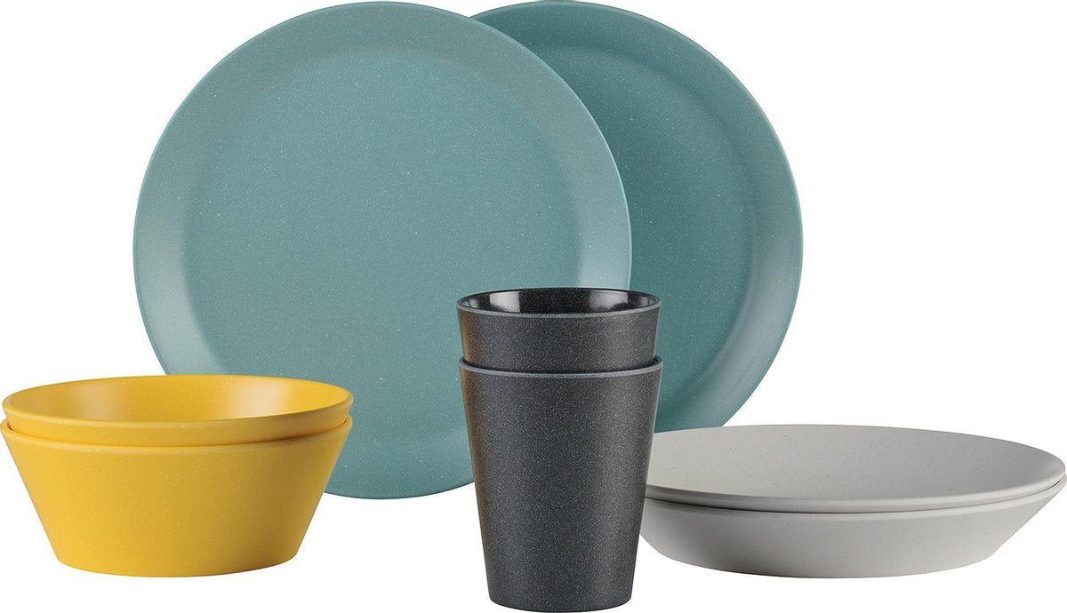 Mepal - Serviesset Bloom 8-delig – Geschikt als stijlvol buitenservies - Pebble assorti – Ideaal voor buiten en binnen – licht in gewicht