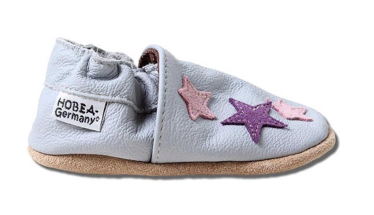 Hobea - babyslofjes - roze sterren - grijs