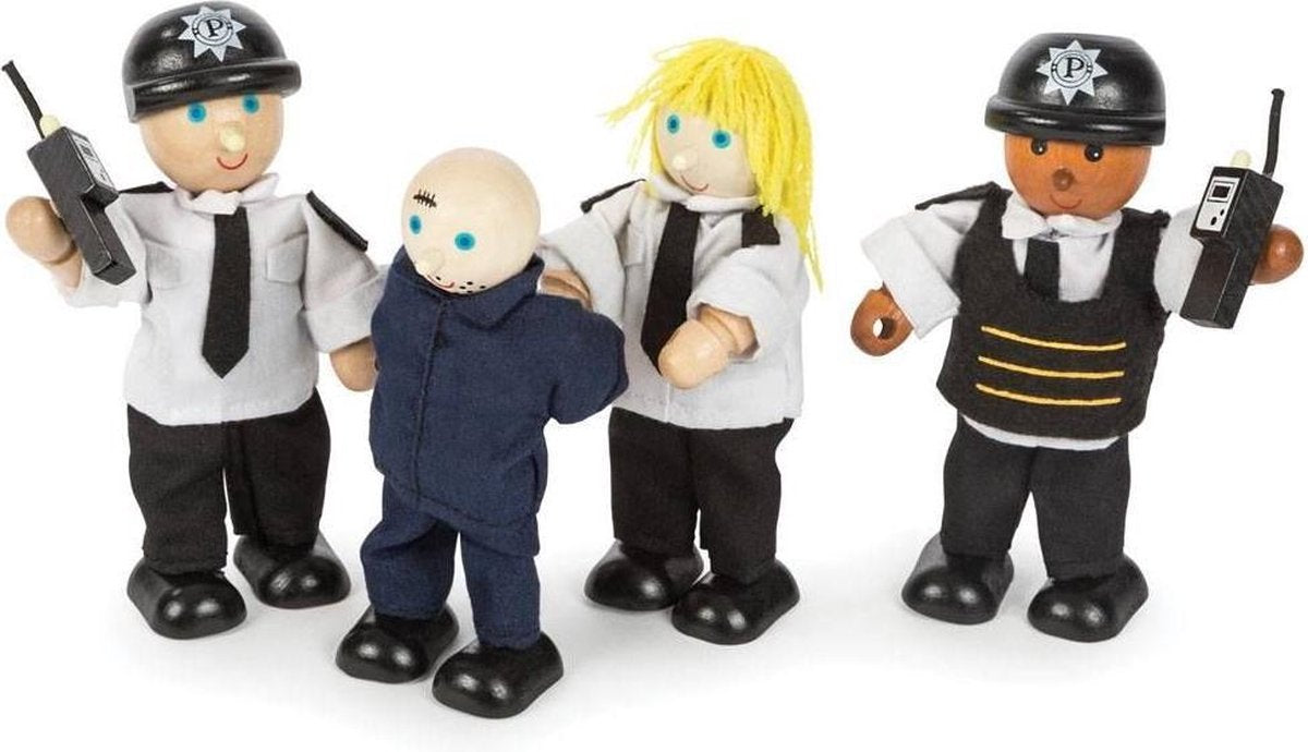 Poppenhuispoppetjes - Politie met boef - Hout