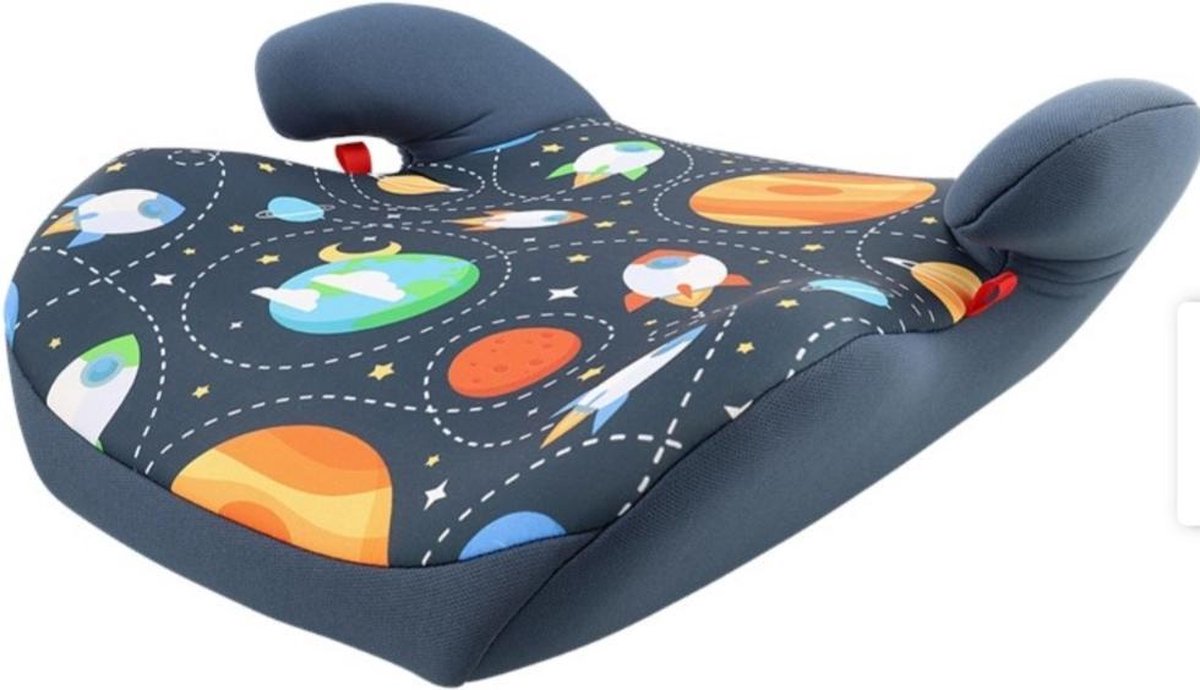 Kinder zitverhoger / geschikt voor kinderen van 22 tot 36 kg. /  Donkerblauw met ruimte/ space shuttle opdruk