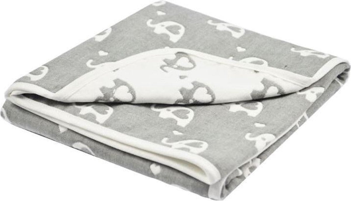 Soft Touch Deken Elephant 80 X 78 Cm Fleece Grijs/wit