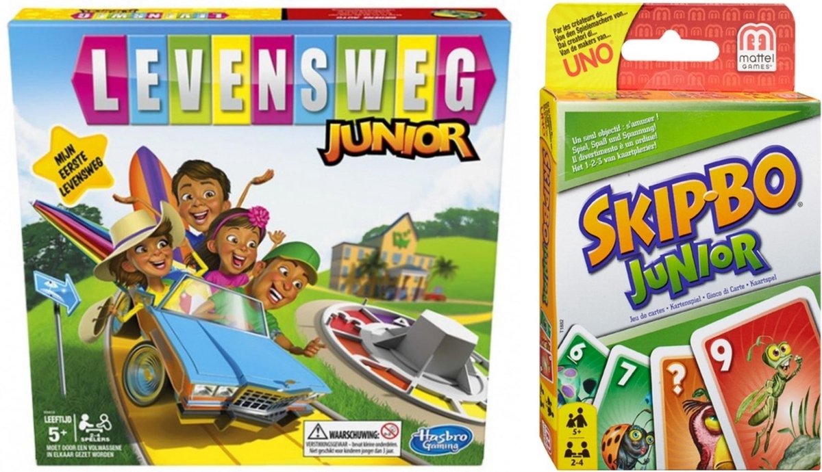 Spellenbundel - Bordspel - 2 Stuks - Levensweg Junior & Skip-Bo Junior