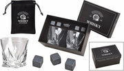 LABEL6. Wiskey Cadeau Box - Whisky set - Kado - Wiskeystenen - 4 ijs Basaltstenen - 2 Wiskey Glazen - Opbergzakje - Relatiegeschenken - Giftset - Gift - Cadeauset - Geschenk - Geschenkset