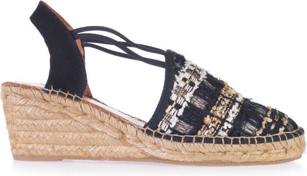 Toni Pons Tania-CC Zwart Dames Espadrille met sleehak - maat 40