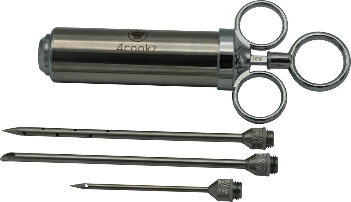 4cookz® Marinadeinjector RVS 60ml inclusief 3 naalden - marinadespuit