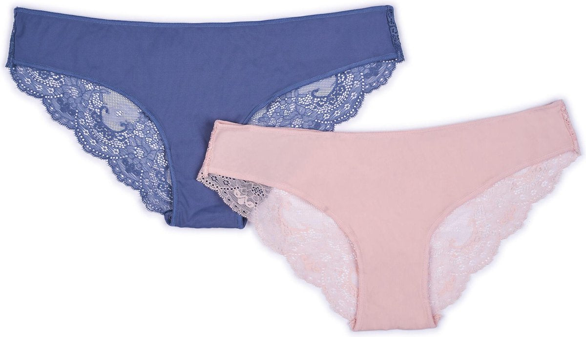 Promise - Sweet Basics Slip Lace-Back 2 - maat M - Blauw Roze