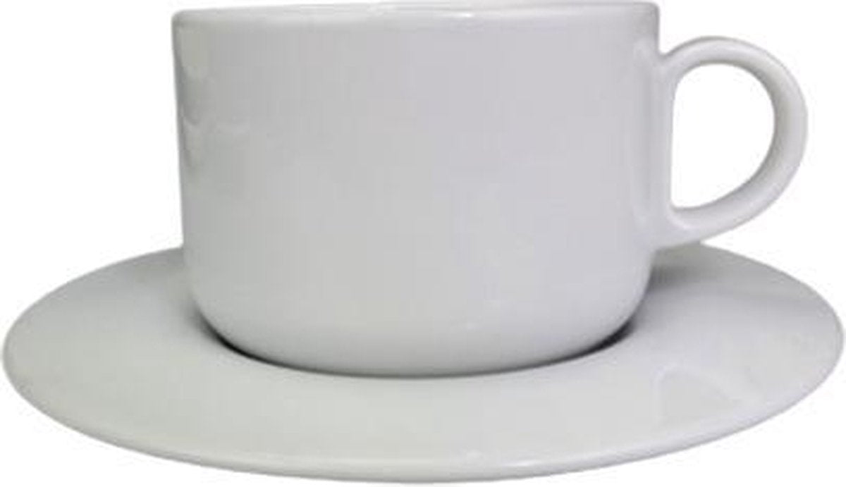 Schotel met kopje YONQ - Wit - Porselein - Ø 8 cm - Set van 4