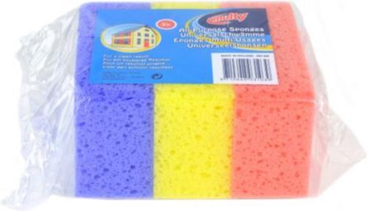 MULTY Universeelsponsen - Voor Een Schoon Resultaat - 3 Gekleurde Sponsen