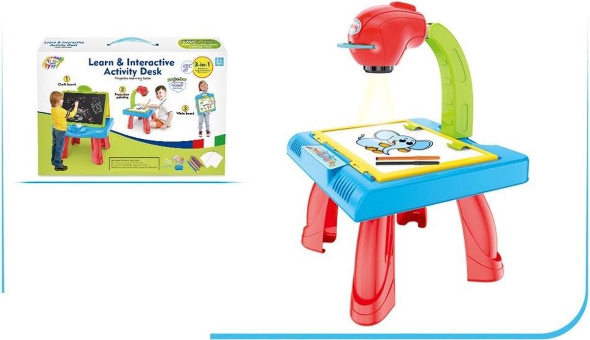 Tekentafel Kinderen – Tekenbord met projector – Kinderspeelgoed - 3 in 1 - Tekentafel - leren tekenen