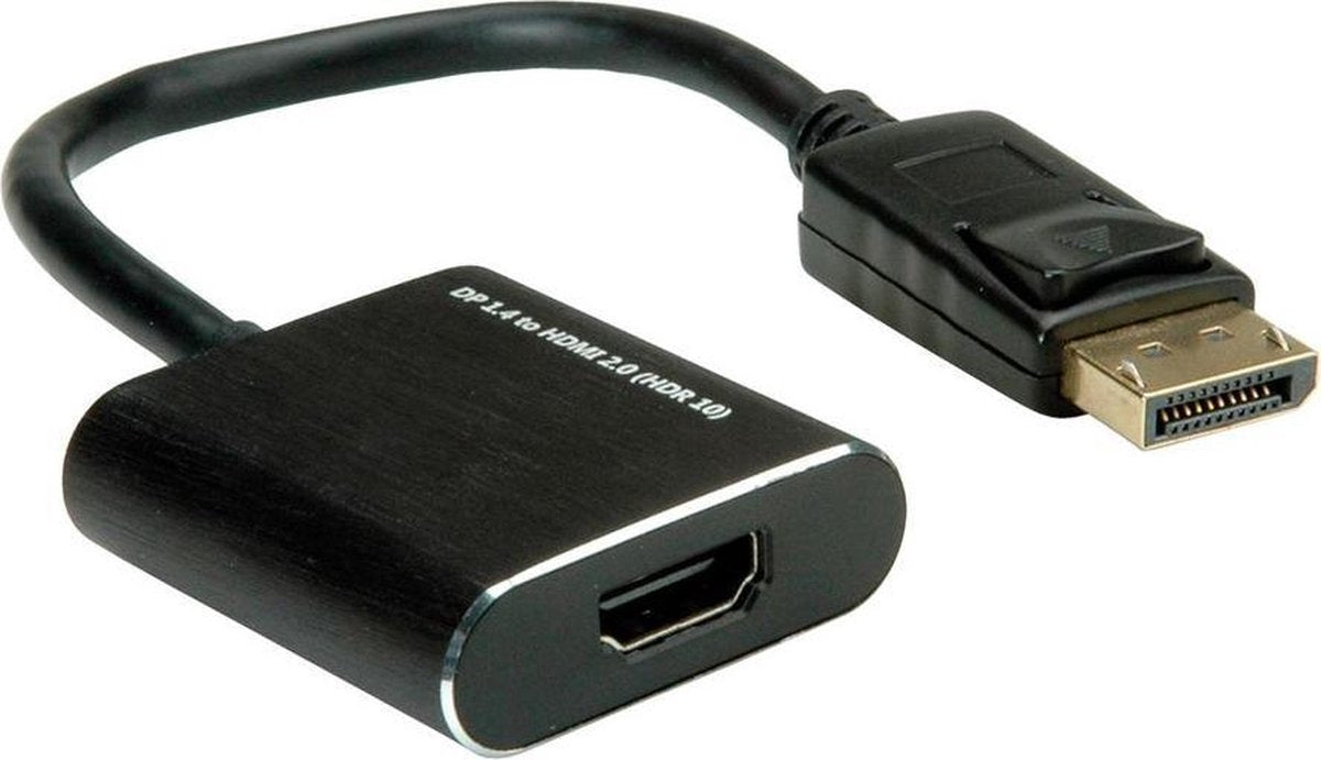 Roline Premium DisplayPort 1.4 naar HDMI 2.0 actieve adapter (4K 60 Hz + HDR) / zwart - 0