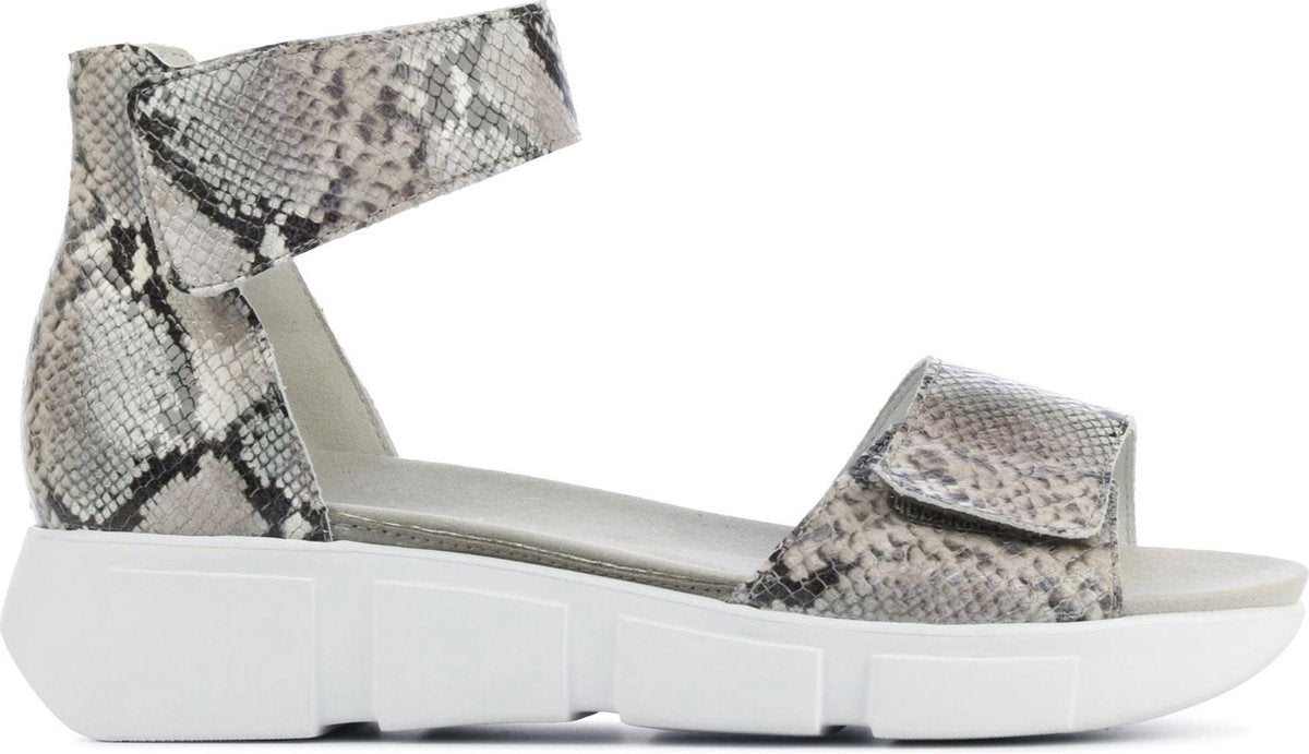 Waldlaufer Vrouwen Leren Slangenprint Sandalen / Damesschoenen 757802 - Taupe - Maat 39.5