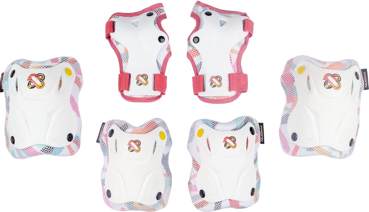 Nijdam Skate Beschermset Kinderen - Taffy-oh - Roze/Wit - M
