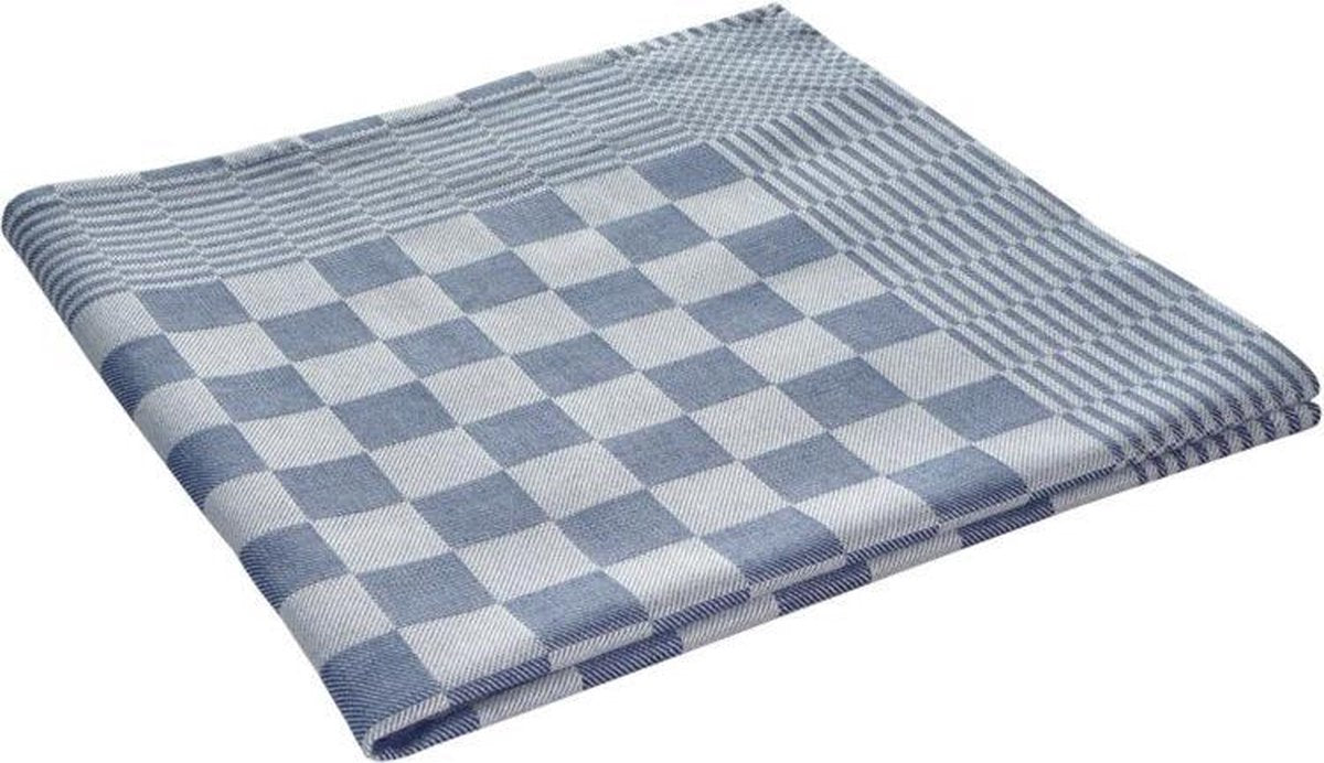 Dreamhouse Theedoekenset - Geblokt - Set van 12 stuks - 65x65 - Blauw - Voor in de keuken en horeca