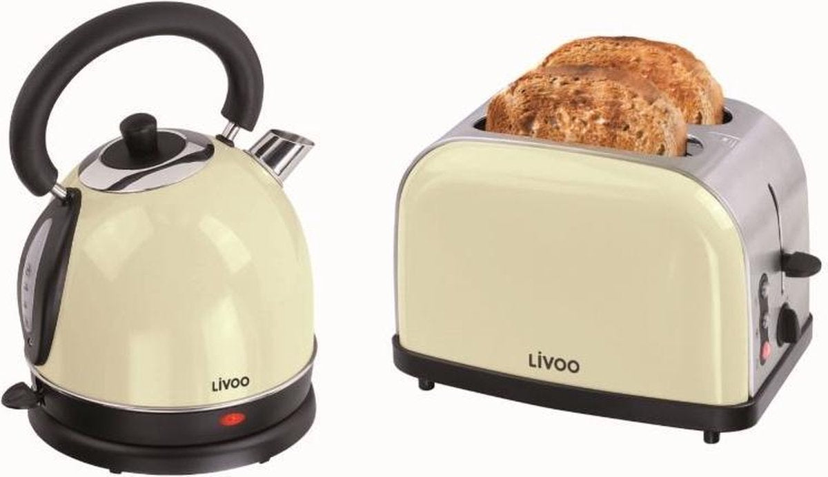 Livoo Breakfast Set – Waterkoker & Toaster Beige