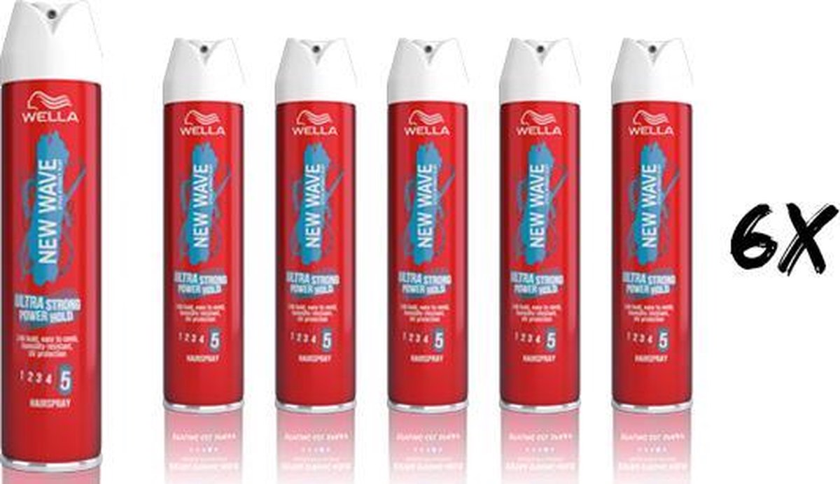 Wella New Wave Ultra strong hairspray - 6 x 250 ml - Haarlak - Voordeelverpakking