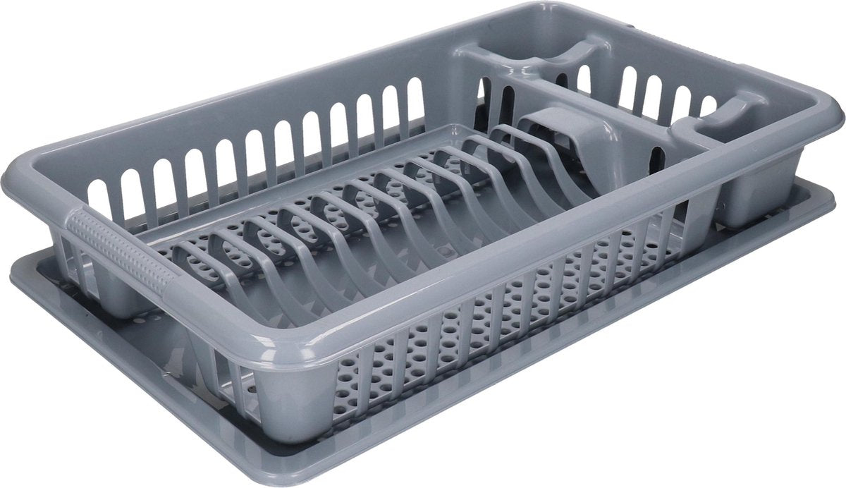 Afdruiprek met lekbak blauw grijs 46 x 29 cm - uitdruiprek / bordenrek - Afwasrek