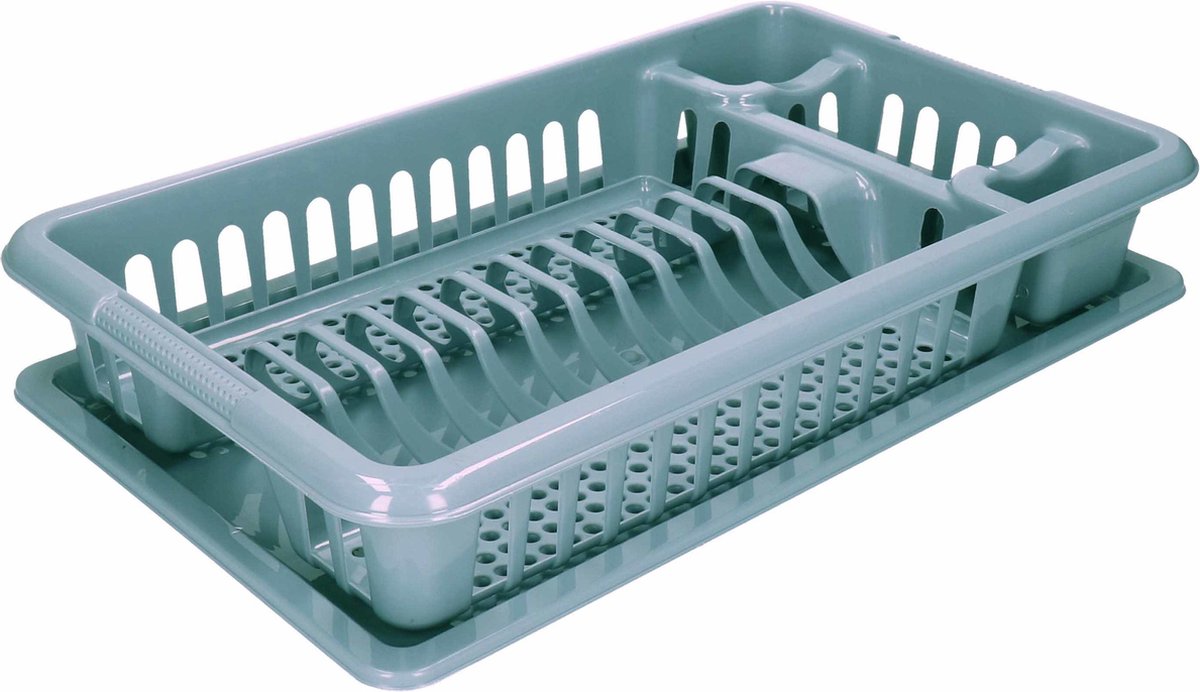 Afdruiprek met lekbak groen 46 x 29 cm - uitdruiprek / bordenrek - Afwasrek