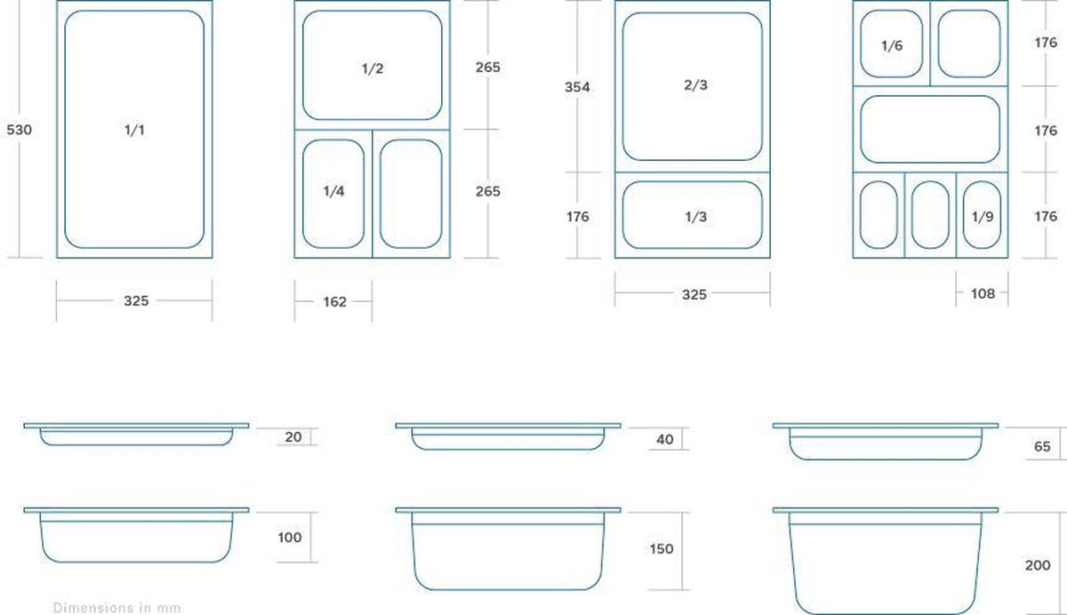 Geperforeerde GN Bak 1/2GN - 150 mm - 325 x 265 mm - RVS - Gastronorm Bak / GN Container met Gaatjes - Maxima