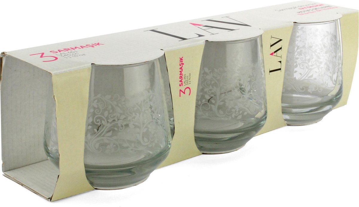 Lav drinkglazen 345 ml (3 stuks) - sarmasik longdrinkglazen - waterglas