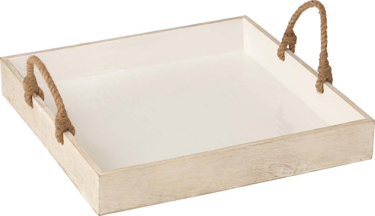 J-Line Plateau Hendel Mango Hout Whitewash Wit
