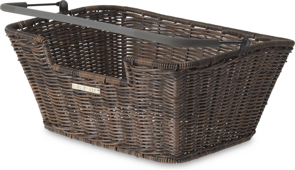 Basil Capri Rattan Look Fietsmand - Achter - Kunststof Rotan - Bruin