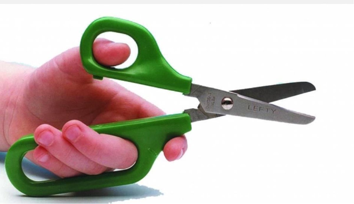 Zelfopenende schaar met 1 groot oog Easi-Grip® 45 mm ronde punt - links