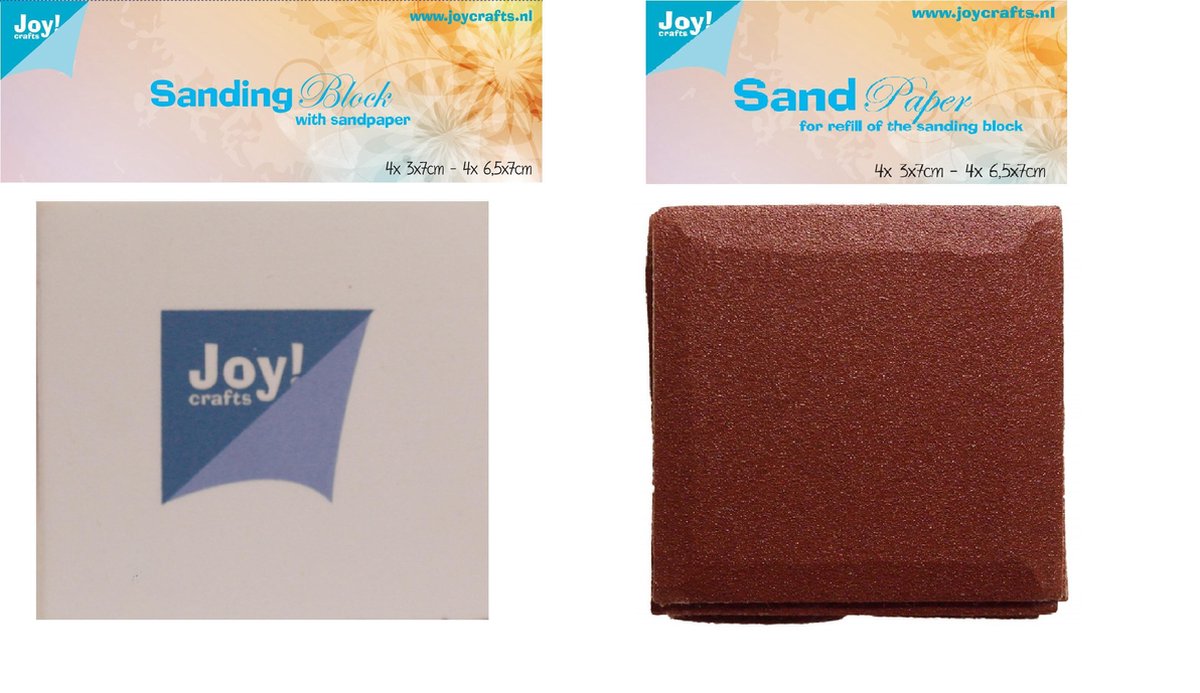 Joy!Crafts / Schuurblokje incl. schuurpapier 8st en Navulling schuurpapier 4st groot - 4st klein schuurpapier / Hobby Sandpaper