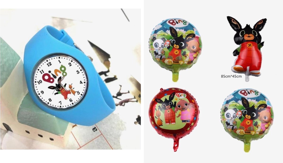 Bing horloge blauw inclusief 4 folie ballonnen