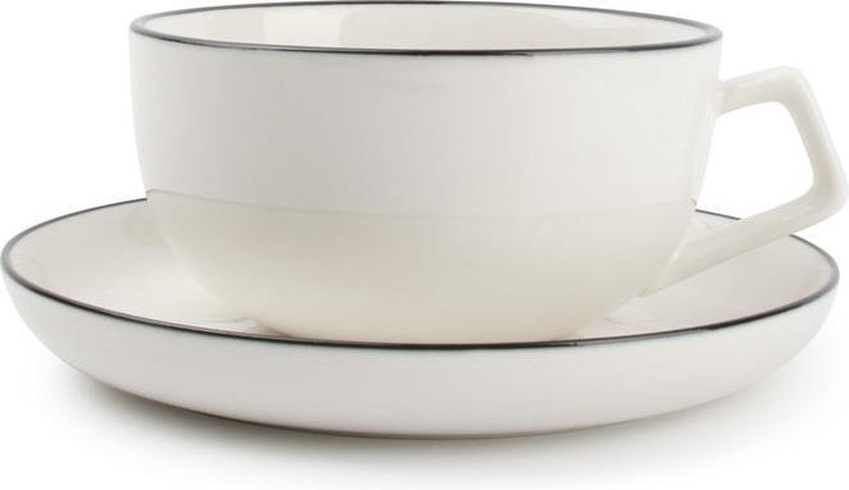 S&P STUDIO BASE kop en schotel 220 ml wit (set/4)