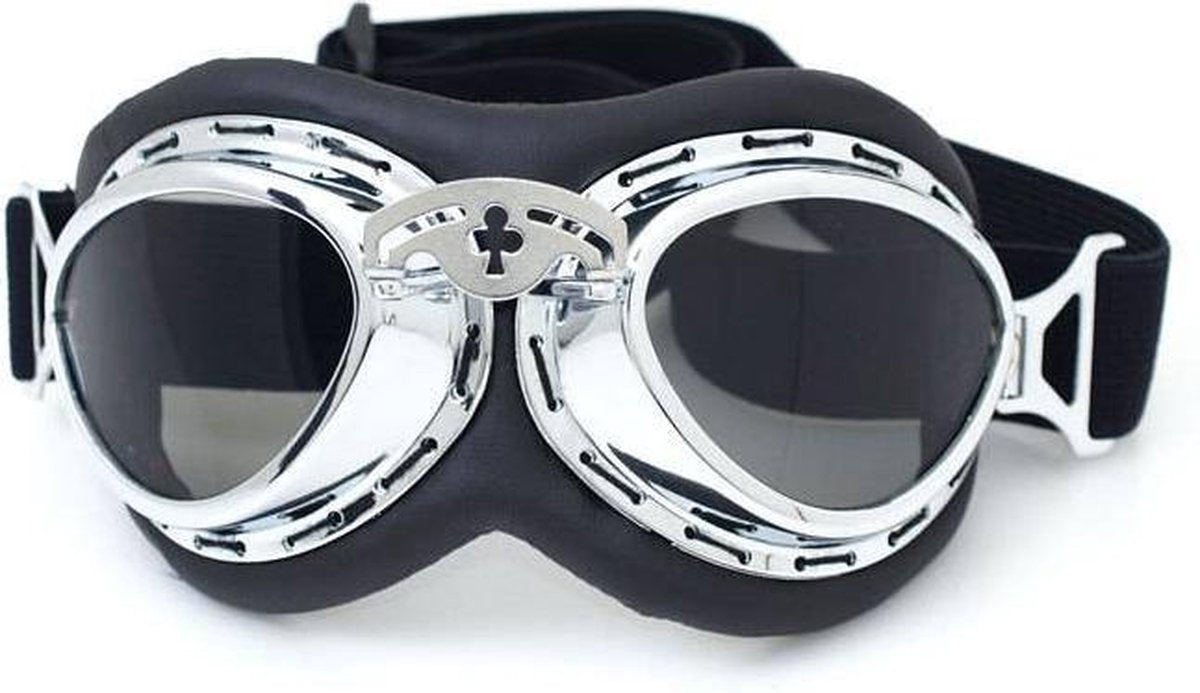 Chrome steampunk rider motorbril donker glas