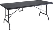 Casaria Inklapbaar Tuintafel Polyrotan Camping Tafel 180x75x73cm Zwart