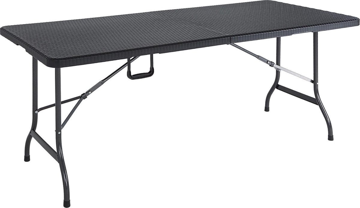 Casaria Inklapbaar Tuintafel Polyrotan Camping Tafel 180x75x73cm Zwart