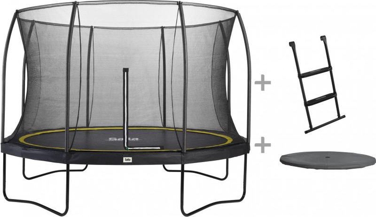 Salta Trampoline 366 cm (12ft) met Veiligheidsnet - Comfort Edition - Zwart - met Ladder en Afdekhoes