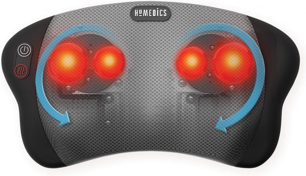 HoMedics elektrisch Shiatsu massage kussen met warmte functie - Zwart