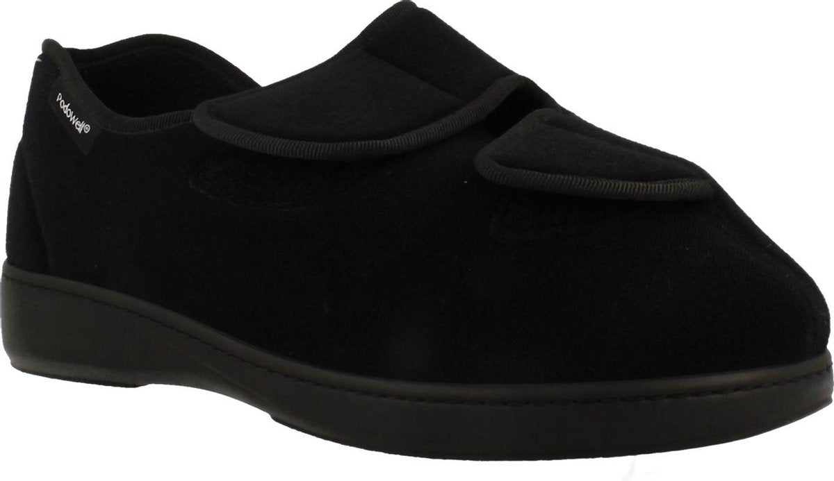 Podowell  Antibacterien Pantoffel Gesloten Dames/heren Athos Extra Breed/wijde Opening/ Wasbare Binnenzool/ Zorgpantoffel - Zwart | 46