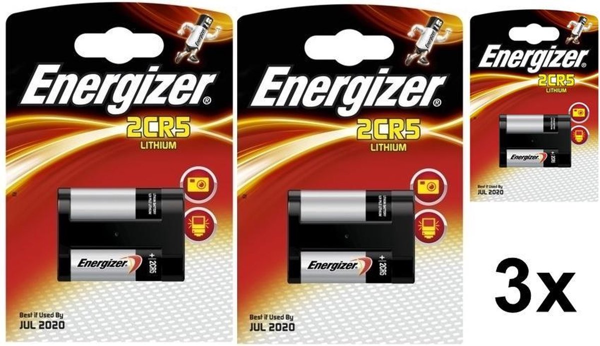 3 Stuks - Energizer 2CR5 / DL245 / EL2CR5 6V Lithium Batterij