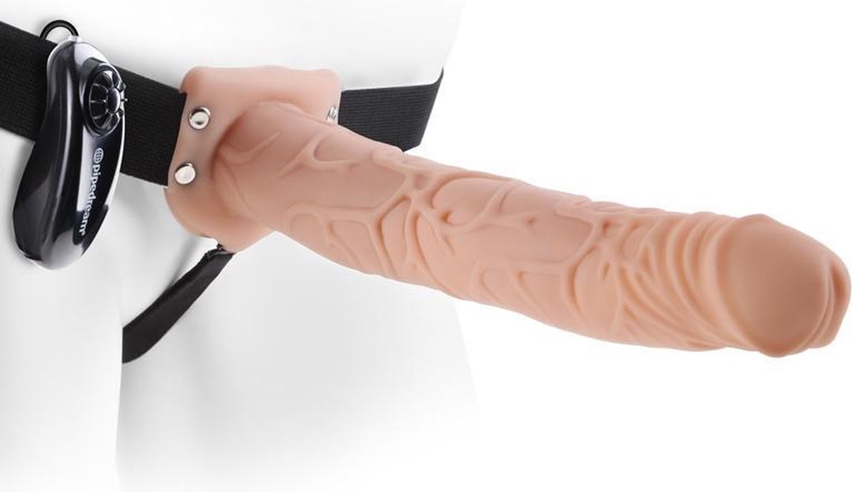 Vibrating HollowStrap-On- 11 Inch - Skin - Strap On Vibrators -