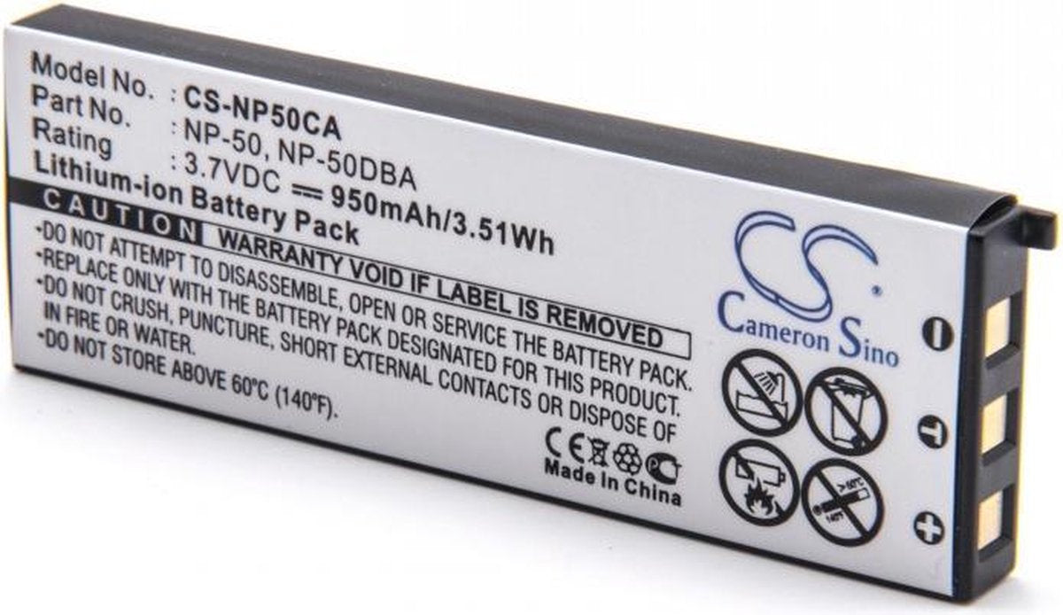 VHBW Camera accu compatibel met Casio NP-50 / 950 mAh