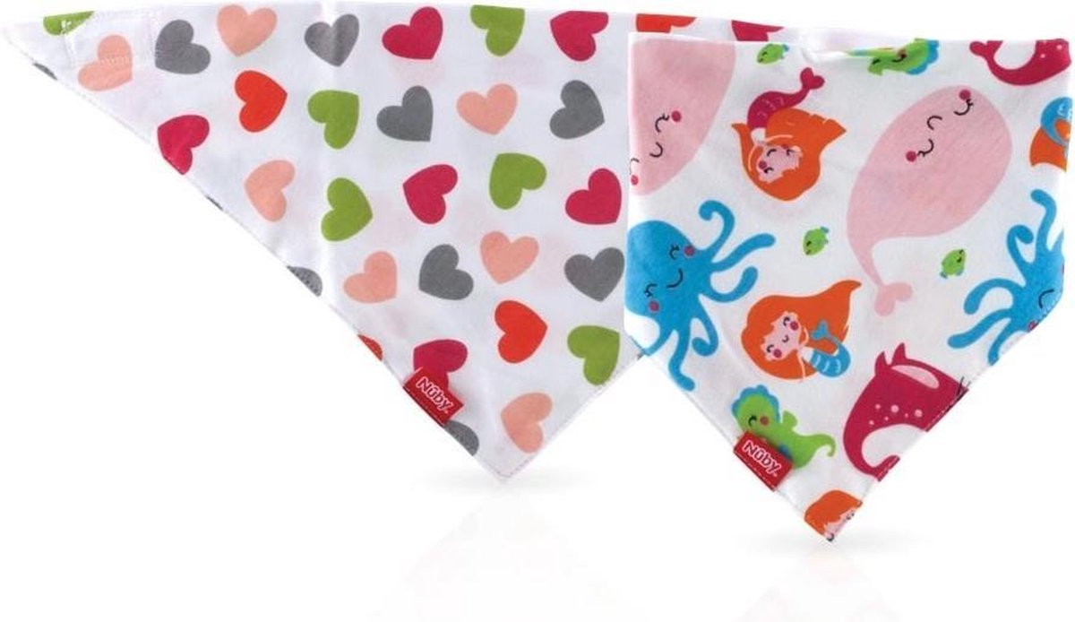 Nuby Slabbetje Bandana Junior 27 Cm Katoen Roze 2 Stuks